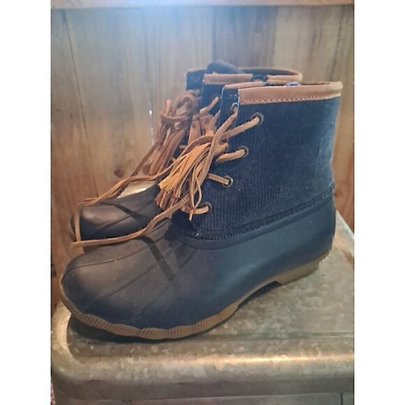 Sperry Womens Saltwater Boots, Tan/Navy Size 6 - Picture 1 of 5